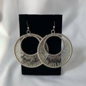 Silvertone Wired Gypsy Hoop Earrings NWT
